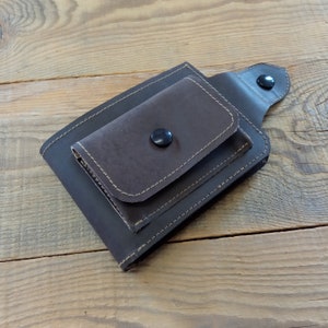 Portafoglio in pelle marrone, portafoglio da uomo, portafoglio bifold, porta biglietti da visita, porta monete, portafoglio sottile, portafoglio tascabile, rustico, fatto a mano, per tutti i giorni