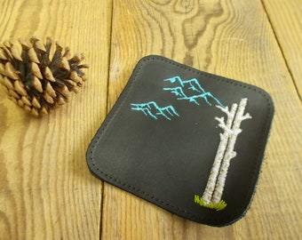 刺繍マウンテンレザーパッチ：フォレストアクセサリー（4x4インチ）