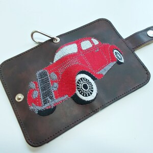 Vintage Auto, Visitenkartenhalter, Schlanke Leder Brieftasche, Skoda Schlüsselhülle, Herren Geschenk, Brieftasche, Bifold Brieftasche, Bargeld, kleine Tasche