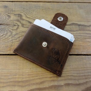 Carteira Slim Biker, Carteira Bifold, Porta-cartões de visita, Carteira marrom masculina, Carteira de couro, Carteira de bolso, Capa para cartão de bolso, Porta-moedas