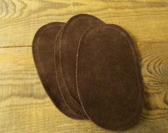 Parches de cuero vegano para codos: Parches ovalados marrón oscuro para suéter (par)