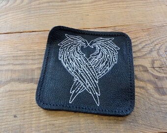 Parche de cuero con alas de ángel: aplique bordado, accesorio DIY