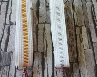 Adjustable Cotton Canvas Purse Strap: Silver Tone, 59" Long