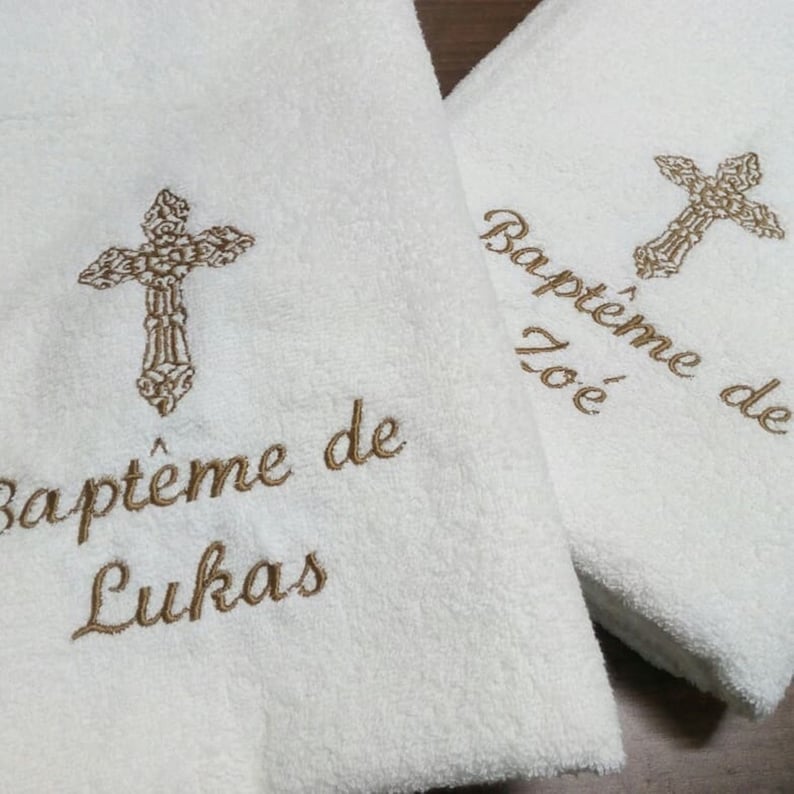 Baptism Towel Personalized Towels Bapteme Embroidered Bath Etsy