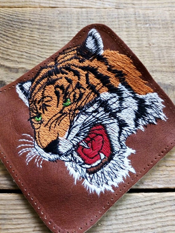 Parche de cuero tigre chaqueta de moto mochila bordado | Etsy México