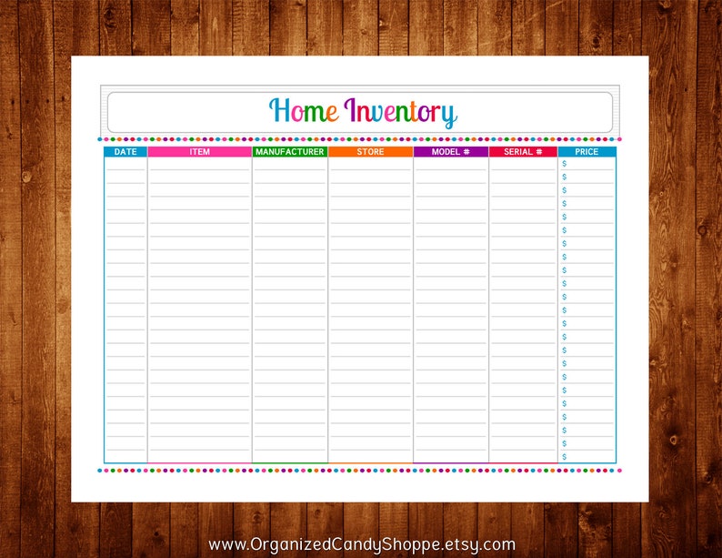 Home Inventory Instant Download PDF Printable Etsy
