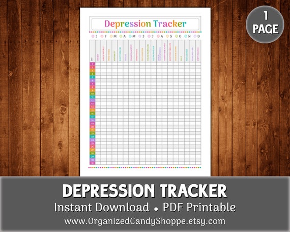 Depression Tracker 1 Page Instant Download PDF Printable | Etsy
