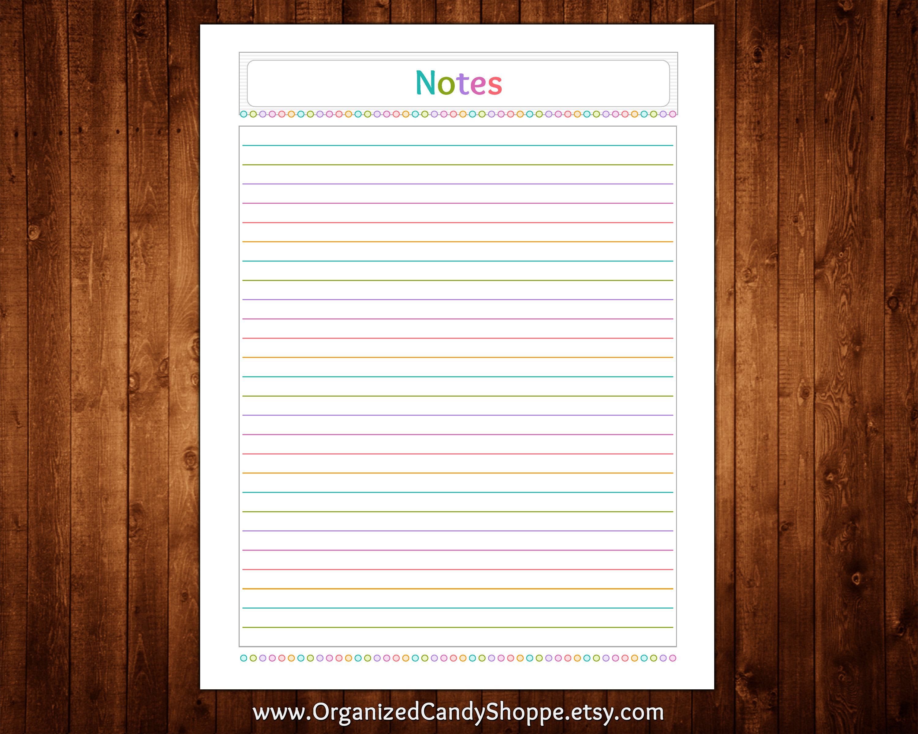 Notes • 1 Page • Instant Download PDF Printable - Etsy