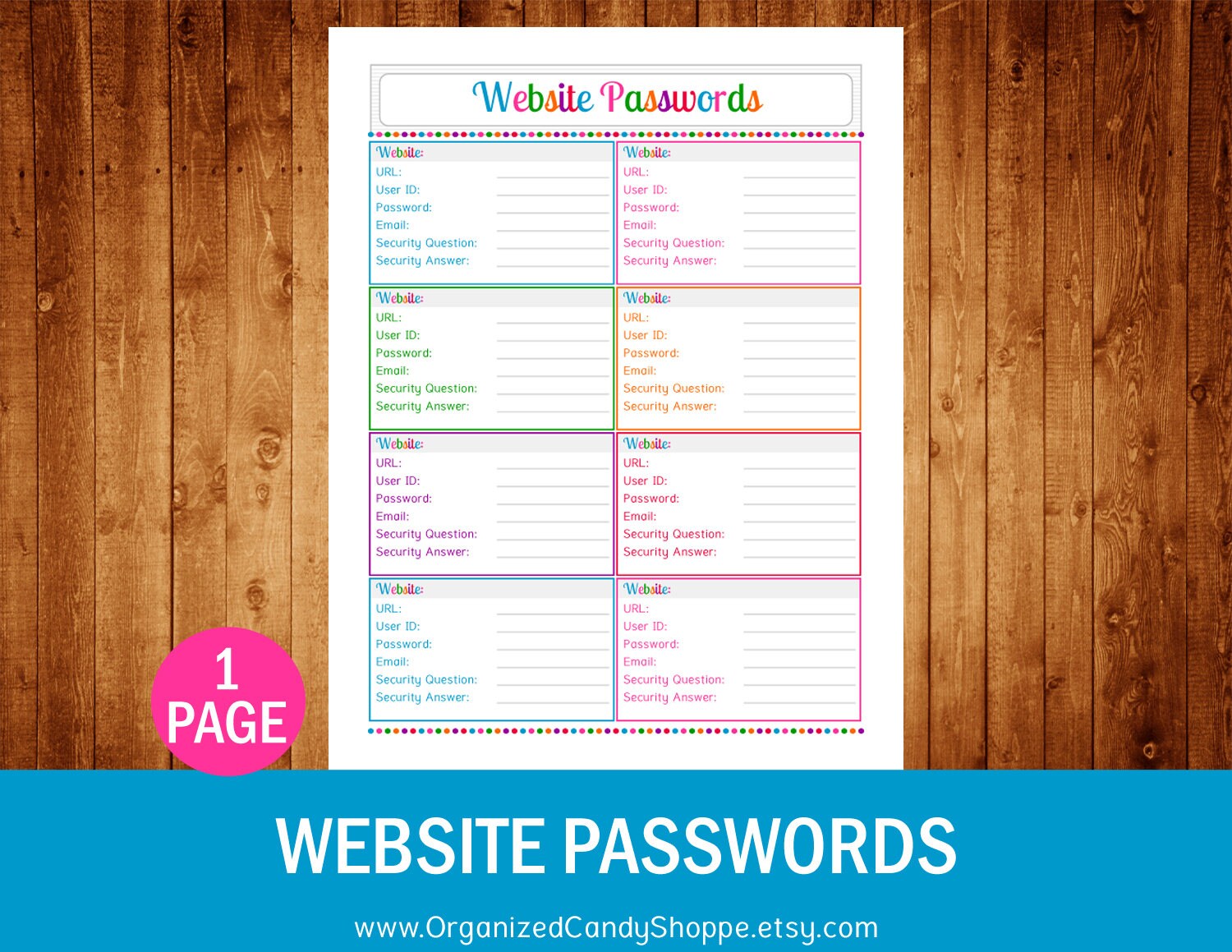 Website Passwords Instant Download PDF Printable | Etsy