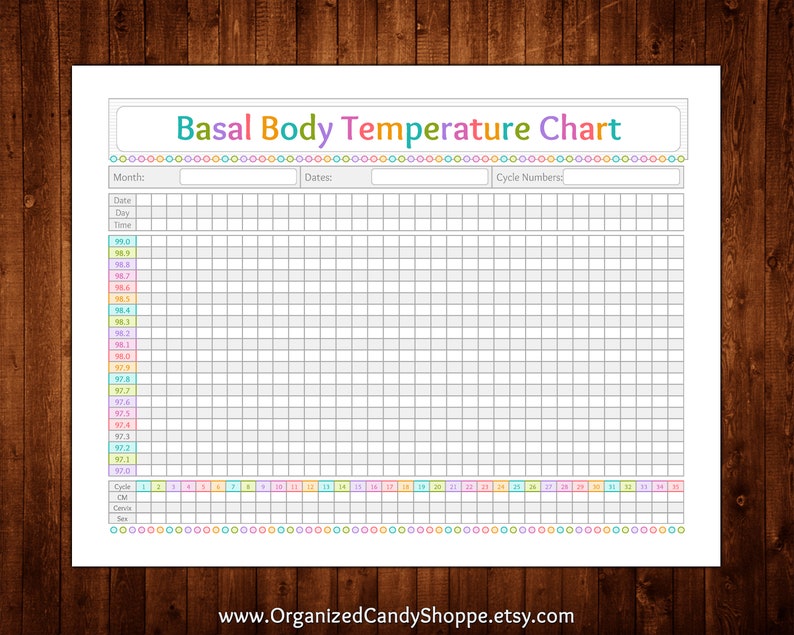 Basal Body Temperature Chart 1 Page Instant Download PDF Printable