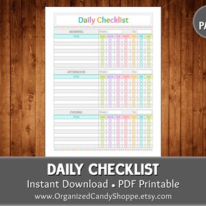 Daily Checklist • 1 Page • Instant Download PDF Printable