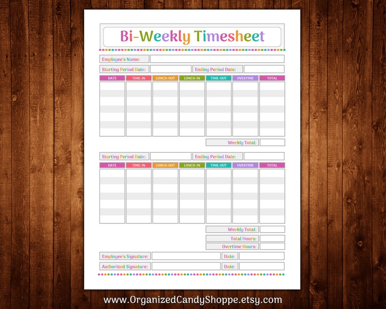 Printable Bi Weekly Timesheet Template Business Psd Excel Word Pdf Bi 