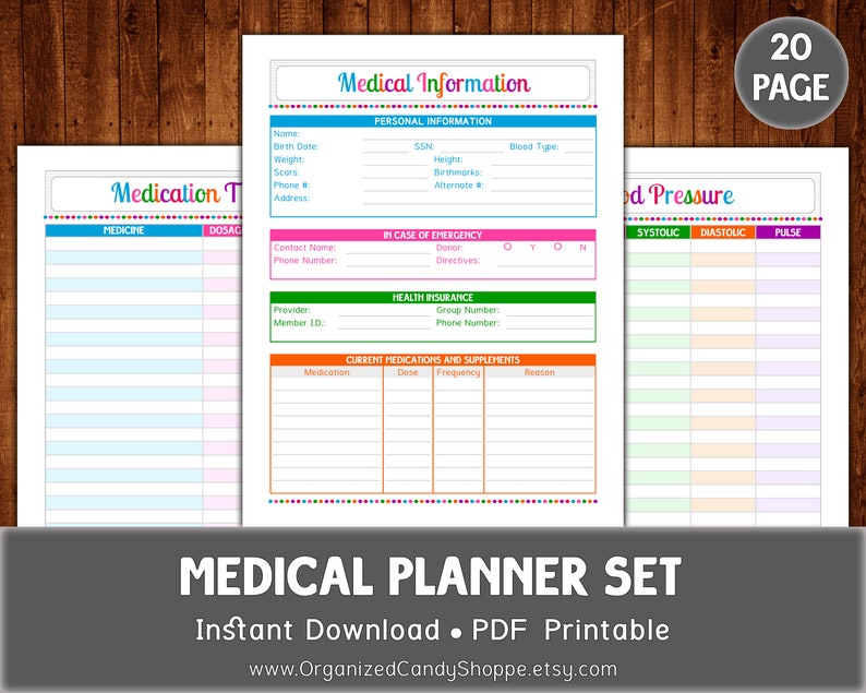 Medical Planner Set Instant Download PDF Printable | Etsy