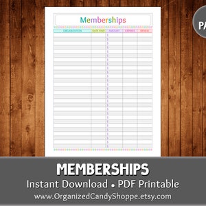 Member Pack Pdf Memberships • 1 Page • Instant Download PDF Printable - Etsy