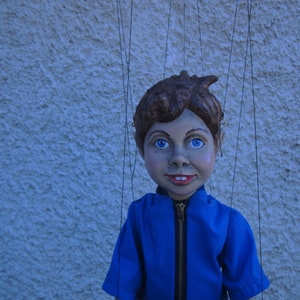 Marionette carved/marionette on string  original wood handmade-BOY-puppet