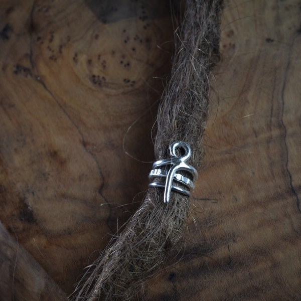 Eco sterling silver set of three hair rings. In sizes 4mm - 14mm. Dreadlock jewellery. Braid beads. Beard beads. Hair jewellery. Loc cuffs