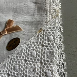 Irish Linen Handkerchief: Cotton Lace Edging, Never Used