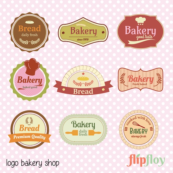 Logo Bakery Design Vintage Instant Download 9 Vector Bake Etsy