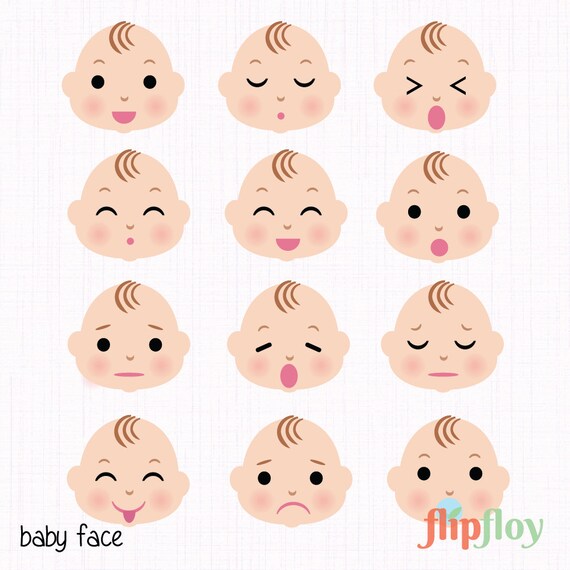 Baby Face Instant Download-12 Infant Child Face Vector Baby | Etsy