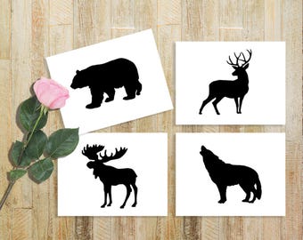 Wildlife Stencils for Wood Signs - Bear, Deer, Coyote & Moose
