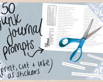 Journal prompts, printable prompt stickers, junk journal prompts