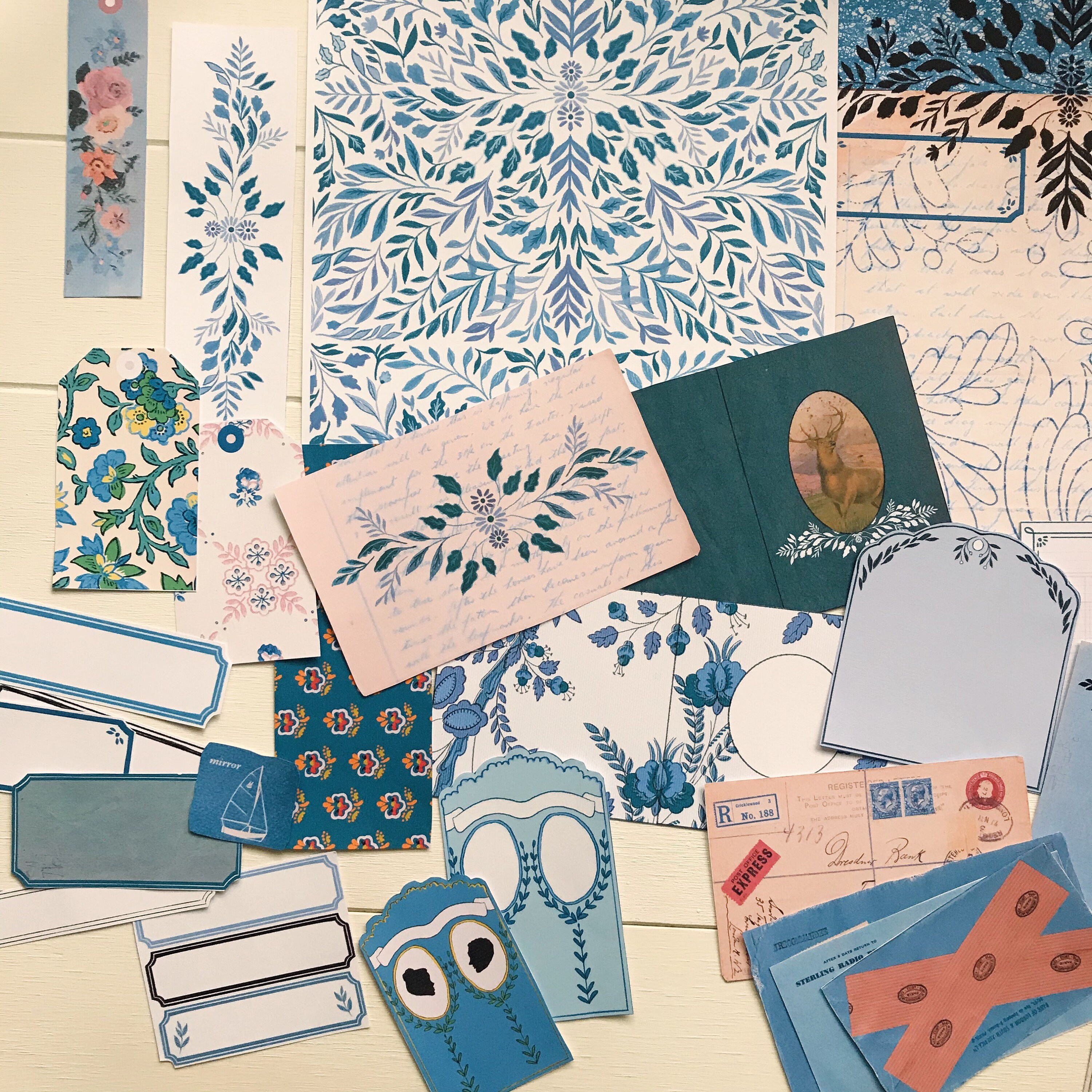 Junk Journal Printable Kit Blue Vintage Ephemera - Etsy