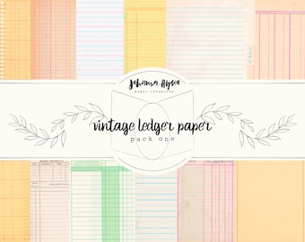 Vintage Ledger paper Pack 1, imprimible, paquete de papel, revistas basura, paquete digital