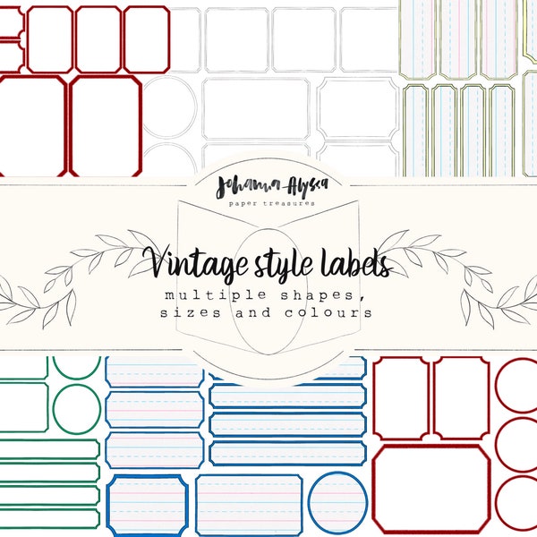 Printable labels, vintage inspired, vintage style, dennison inspired, junk journal printables