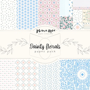 Eleganta blommor, digitalt papper, utskrivbart papperspaket, 10-pack