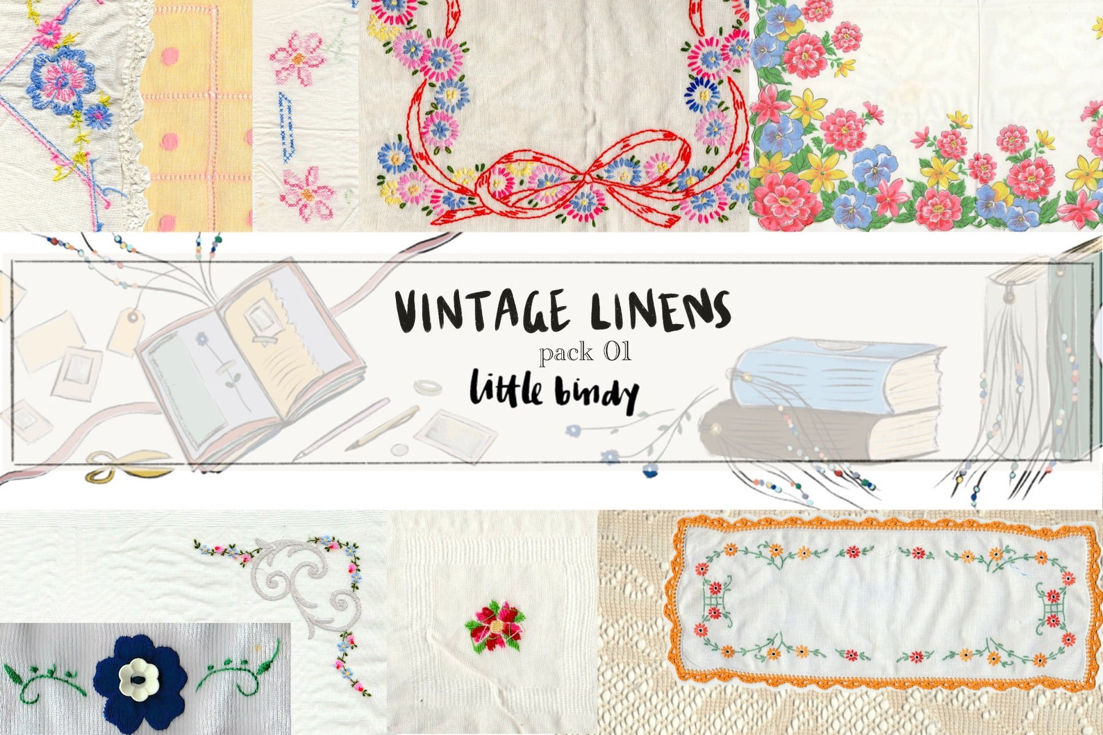DIGITAL Vintage Linens Pack 01 Printable Paper Pack - Etsy Australia
