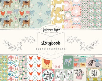 Storybook paper, animal digital paper, printable paper pack, farm journal printable kit, junk journal, baby scrapbook