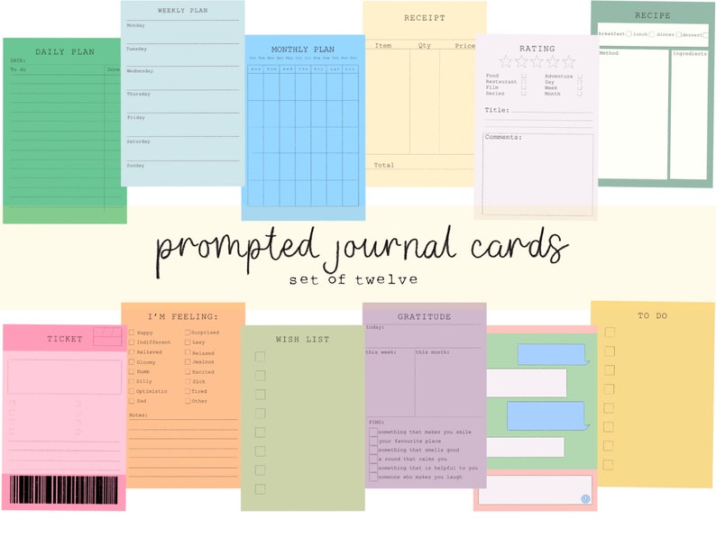 Promted Journaling Example Prompted Journal Cards, Junk Journal Memo Cards, Prompt Cards ...