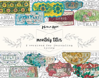 Monthly titles, month labels January through to December