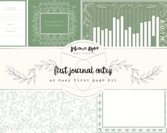 First journal page kit, junk journal kit, journaling prompts, about me printable