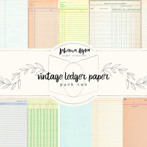 Vintage Ledger Papier Pack 2, druckbar, Papier Pack, Junk Journals, digitale Packung