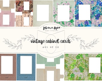 Vintage style cabinet cards, junk journal ephemera, set of 12, printable ephemera