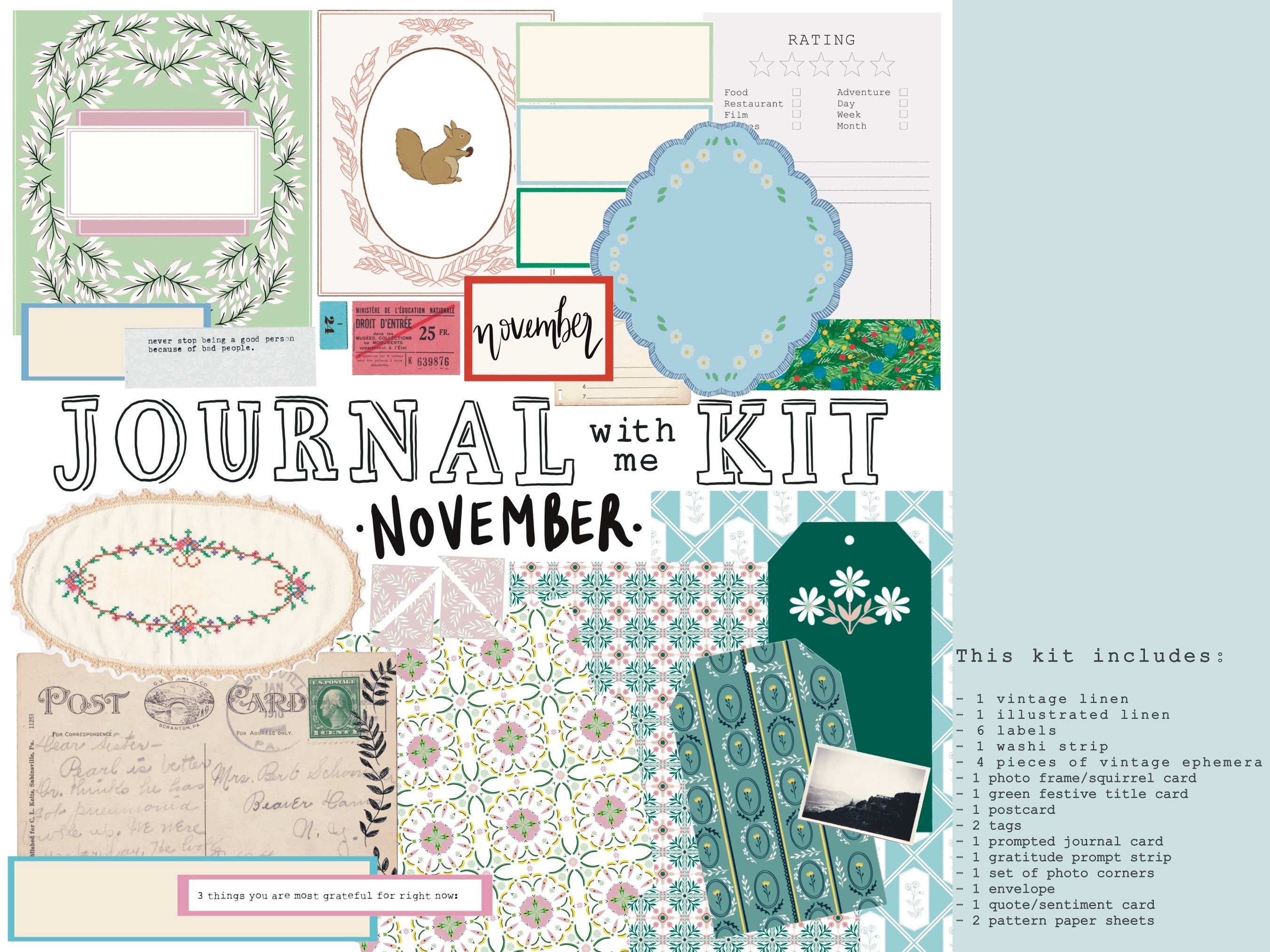 Journal With Me キット 11 月 ジャンクジャーナル エフェメラ - Etsy 日本