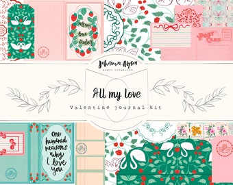 All my love junk journal kit, Valentine’s Day kit, paper envelopes cut aparts