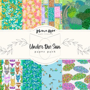 Unter der Sonne, digitales Papier, druckbares Papier, 10er Pack, retro Floral Sommer Kit, Junk Journal