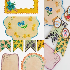 Illustrated Vintage Linens Printable, Journal Kit, Collage Sheets ...