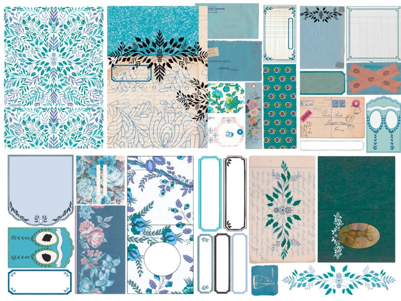 Junk Journal Printable Kit Blue Vintage Ephemera - Etsy Canada