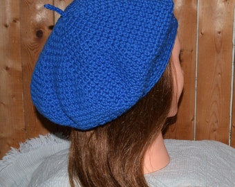 French Style Beret. Royal blue. Cotton. Small Medium Large.  Ready to Ship.
