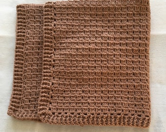 Crochet baby blanket - Golden brown. Ready to Ship.