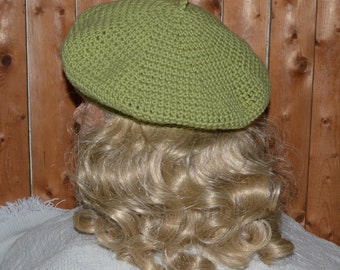 French Style Beret. Honeydew green. Cotton blend. Small Medium Large.  Ready to Ship.
