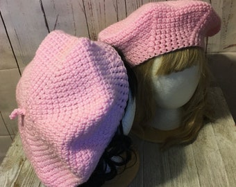 French Style Beret. Barbie Pink.  Acrylic. Small Medium Large.  Ready to Ship.