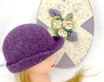 Vintage Nordstrom Rabbit Hair Felt Cloche Hat Made Italy  display picture 3