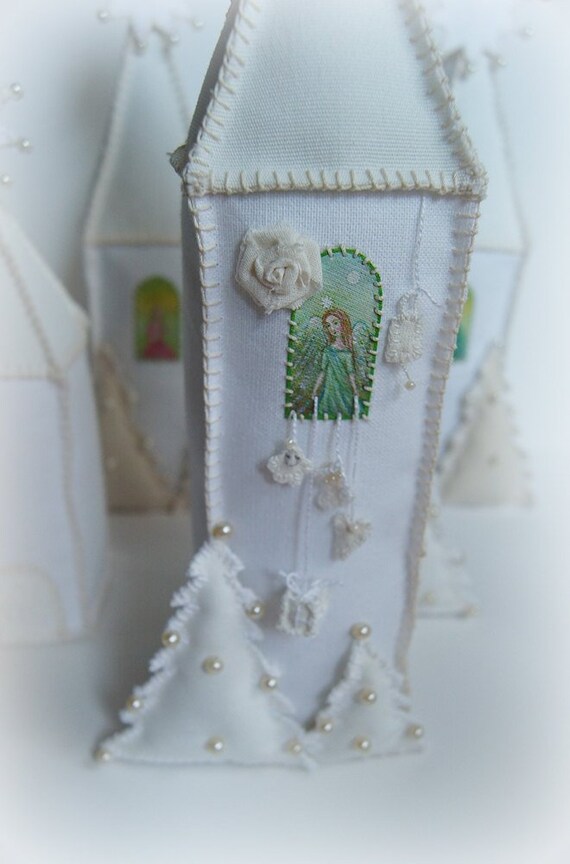 Miniature House Guardian Angel Christmas Decoration Fabric Etsy