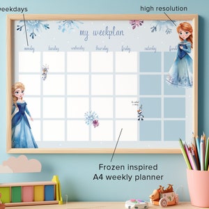 Wochenplan für Kinder/ Digitaler Wochenplan Frozen/ Wochenplan für Kinder, Montessori zum Ausdrucken,