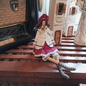 Tilda Red Hat - handmade signature fabric doll