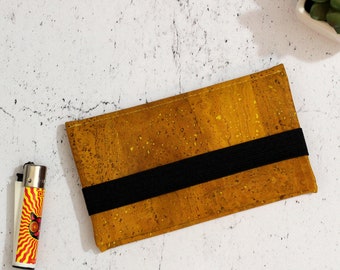 Mustard yellow cork Tobacco pouch. Vegan natural cork pouch